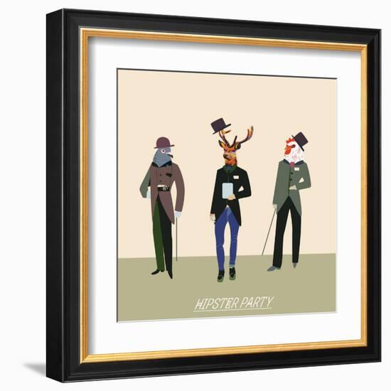 Vintage Hipsters Trendy Illustration-run4it-Framed Art Print