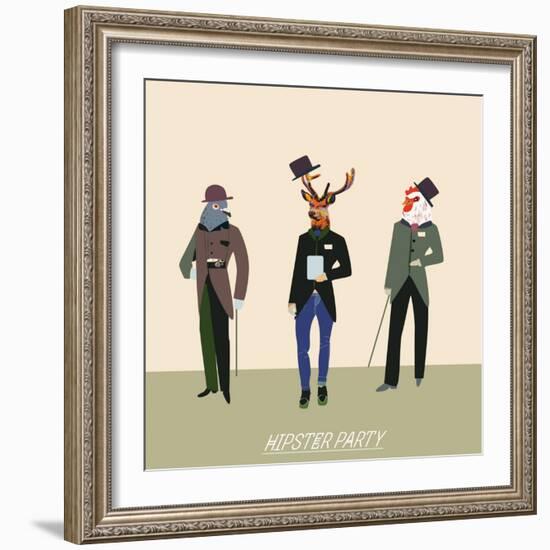 Vintage Hipsters Trendy Illustration-run4it-Framed Art Print