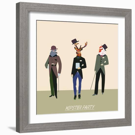 Vintage Hipsters Trendy Illustration-run4it-Framed Art Print