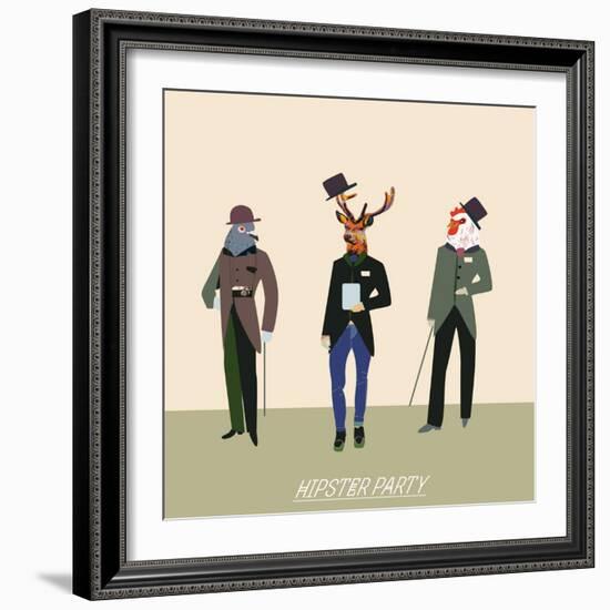 Vintage Hipsters Trendy Illustration-run4it-Framed Art Print