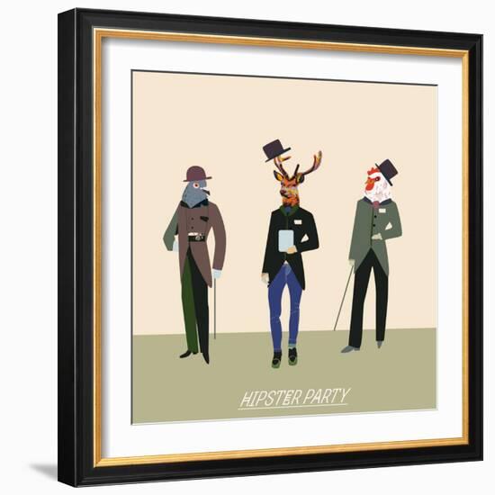 Vintage Hipsters Trendy Illustration-run4it-Framed Art Print