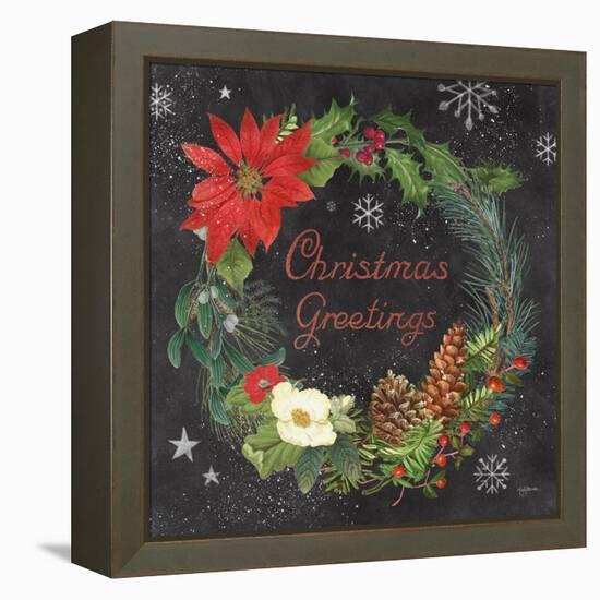 Vintage Holiday Chalk V-Mary Urban-Framed Stretched Canvas