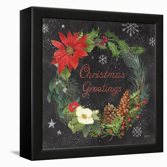 Vintage Holiday Chalk V-Mary Urban-Framed Stretched Canvas