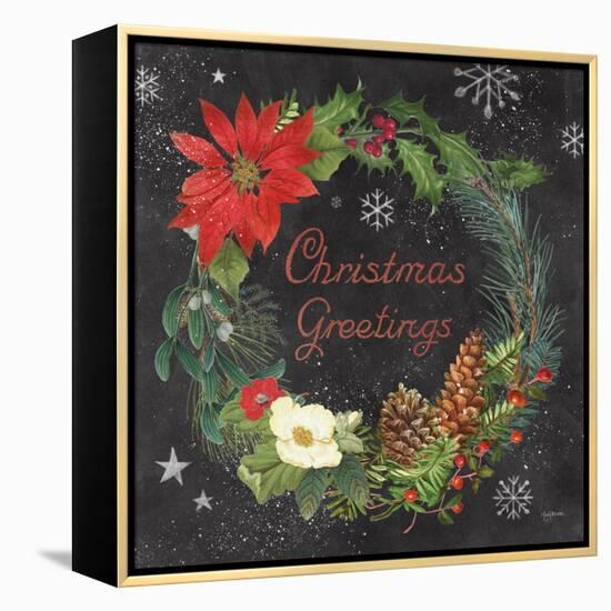 Vintage Holiday Chalk V-Mary Urban-Framed Stretched Canvas