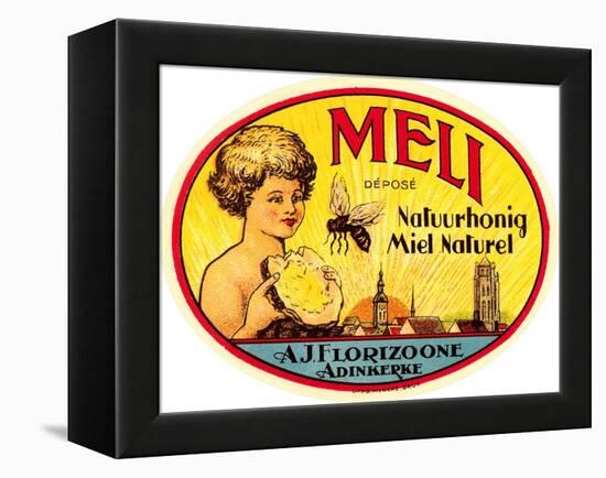 Vintage Honey Label-null-Framed Stretched Canvas