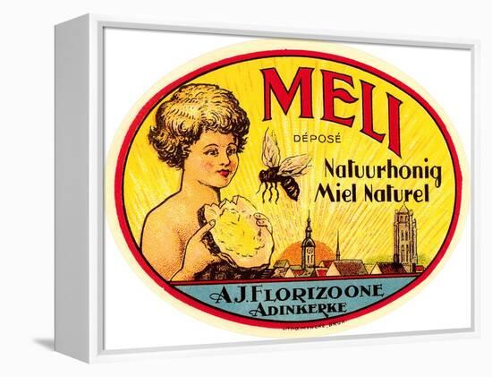 Vintage Honey Label-null-Framed Stretched Canvas