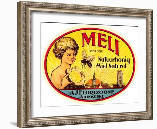 Vintage Honey Label-null-Framed Art Print