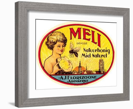 Vintage Honey Label-null-Framed Art Print