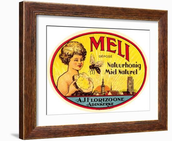 Vintage Honey Label-null-Framed Art Print