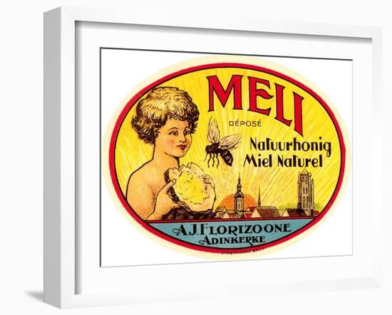 Vintage Honey Label-null-Framed Art Print