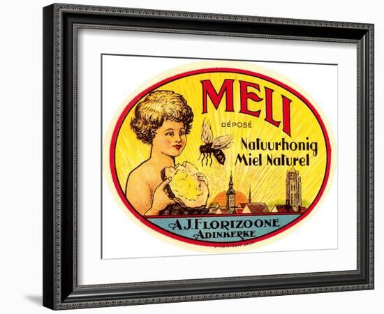 Vintage Honey Label-null-Framed Art Print