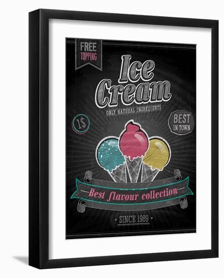 Vintage Ice Cream Poster - Chalkboard-avean-Framed Art Print