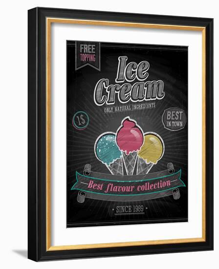 Vintage Ice Cream Poster - Chalkboard-avean-Framed Art Print