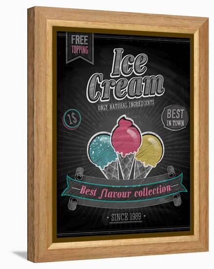 Vintage Ice Cream Poster - Chalkboard-avean-Framed Stretched Canvas