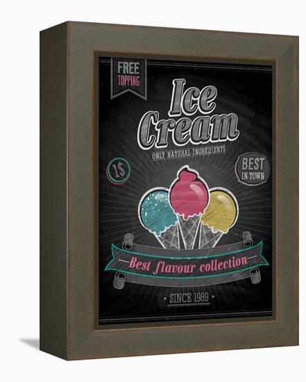 Vintage Ice Cream Poster - Chalkboard-avean-Framed Stretched Canvas