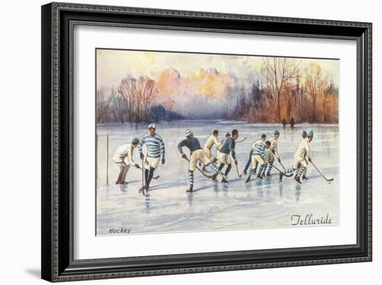 Vintage Ice Hockey, Telluride, Colorado-null-Framed Art Print
