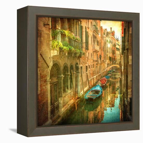 Vintage Image of Venetian Canals-javarman-Framed Stretched Canvas