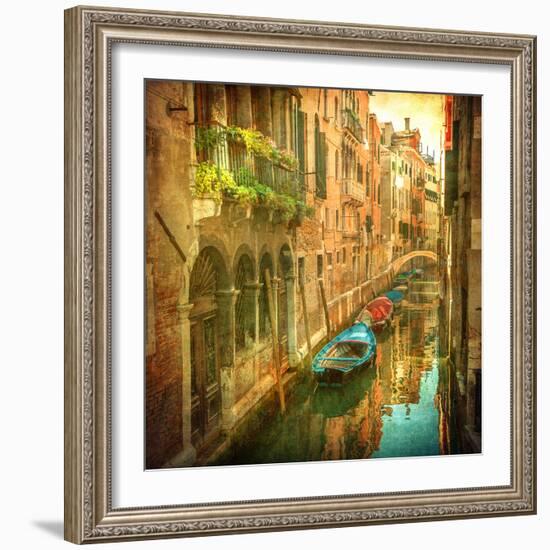 Vintage Image of Venetian Canals-javarman-Framed Photographic Print