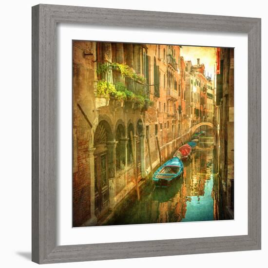 Vintage Image of Venetian Canals-javarman-Framed Photographic Print