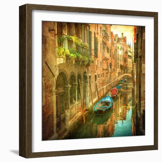 Vintage Image of Venetian Canals-javarman-Framed Photographic Print