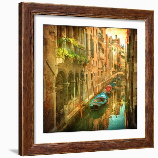 Vintage Image of Venetian Canals-javarman-Framed Photographic Print