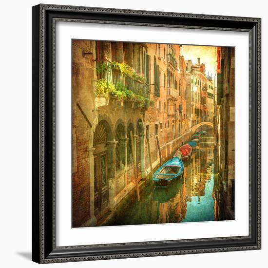 Vintage Image of Venetian Canals-javarman-Framed Photographic Print