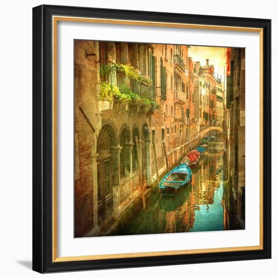 Vintage Image of Venetian Canals-javarman-Framed Photographic Print