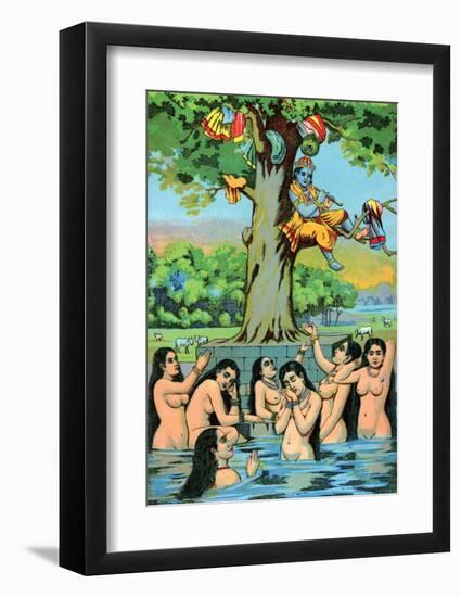 Vintage Indian Bazaar-null-Framed Art Print