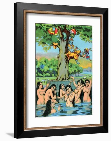 Vintage Indian Bazaar-null-Framed Art Print