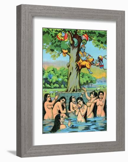 Vintage Indian Bazaar-null-Framed Art Print