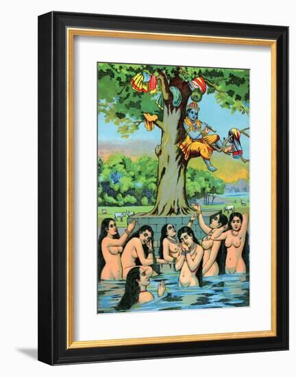 Vintage Indian Bazaar-null-Framed Art Print