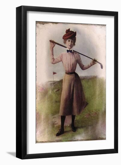 Vintage Lady Golfer-null-Framed Giclee Print