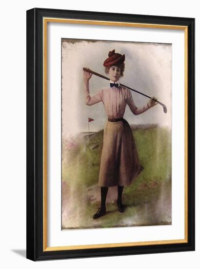 Vintage Lady Golfer-null-Framed Giclee Print