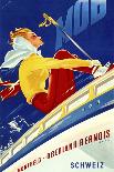 1940s Swiss Rail Ski Travel poster-Vintage Lavoie-Giclee Print