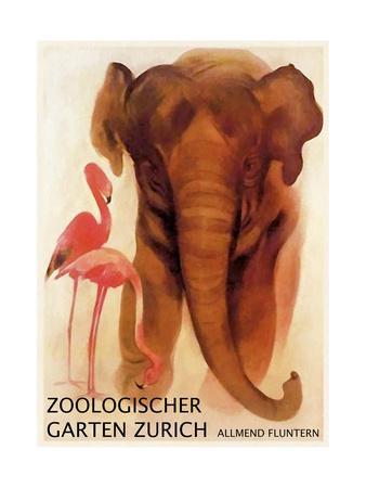 Visit the Zoo 1912 Vintage German Zoo Advertising Giclee Canvas Print 20x28