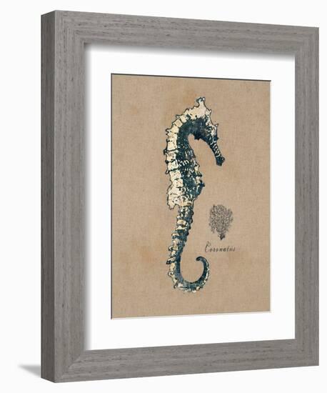 Vintage Linen Seahorse-Regina-Andrew Design-Framed Art Print