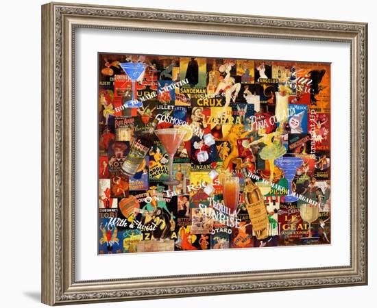 Vintage Liquor Collage-Vintage Apple Collection-Framed Giclee Print