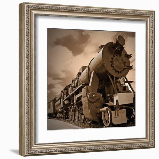 Vintage Locomotive-null-Framed Art Print
