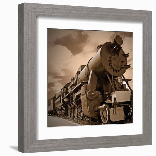 Vintage Locomotive-null-Framed Art Print