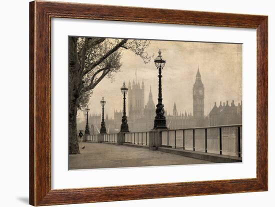 Vintage London Big Ben Thames-null-Framed Art Print