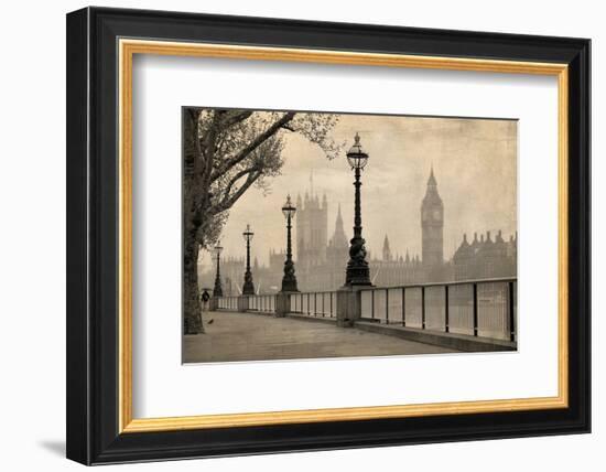 Vintage London Big Ben Thames-null-Framed Premium Giclee Print