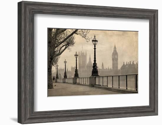 Vintage London Big Ben Thames-null-Framed Art Print