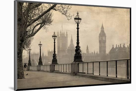 Vintage London Big Ben Thames-null-Mounted Art Print