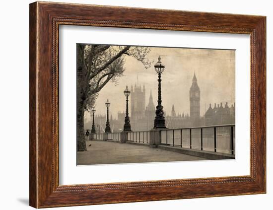 Vintage London Big Ben Thames-null-Framed Art Print