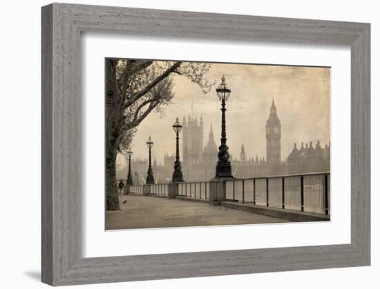 Vintage London Big Ben Thames-null-Framed Art Print