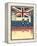 Vintage London Poster On Old Background Texture With England Flag-GeraKTV-Framed Stretched Canvas