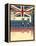 Vintage London Poster On Old Background Texture With England Flag-GeraKTV-Framed Stretched Canvas