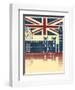 Vintage London Poster On Old Background Texture With England Flag-GeraKTV-Framed Art Print