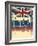 Vintage London Poster On Old Background Texture With England Flag-GeraKTV-Framed Art Print