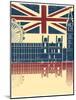 Vintage London Poster On Old Background Texture With England Flag-GeraKTV-Mounted Art Print